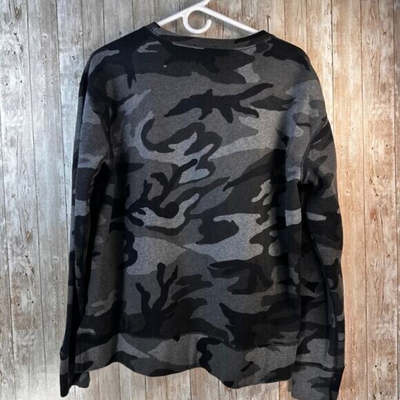 Polo Ralph Lauren Sweatshirt Womens M Black Gray‎ Camo Oversized Fleece Preppy - Picture 2 of 7